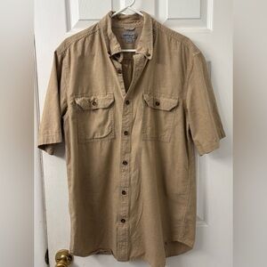 Carhartt Workwear Button-Up Shirt Short Sleeve Relaxed Fit Pockets Khaki Men’s L